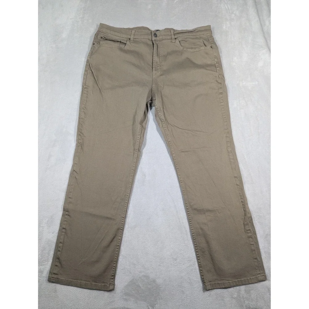 Flag & Anthem Nashville Straight Jeans Mens 40x30 Beige Khaki Stretch Denim